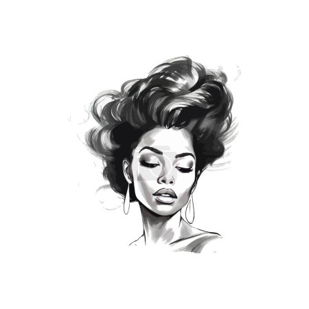 Elegant Woman with Updo Hairstyle Sketch Hand drawn style. Vector illustration design