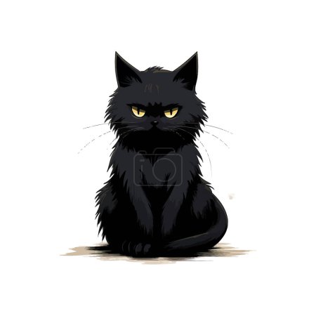 Charming Illustration of a Stern Black Cat. Vector illustration design.