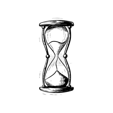 Vintage Hourglass Line Art Style dessiné à la main. Illustration vectorielle