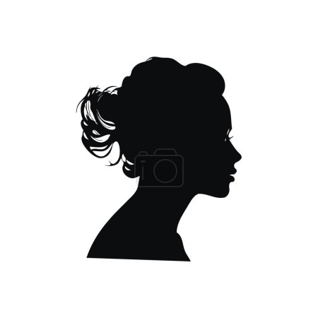 Illustration for Female Profile Silhouette with Curly Updo. Vector illustration design. - Royalty Free Image