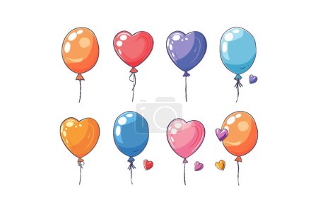 Colorful Party Balloons in Various Shapes. Vector illustration design.