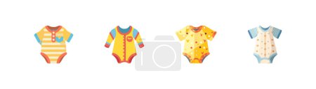 Assorted Colorful Baby Rompers. Vector illustration design.