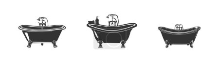 Illustration for Vintage Clawfoot Bathtubs with Elegant Faucets. Vector illustration design. - Royalty Free Image