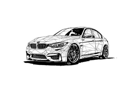 Illustration for Geometric Sketch of a Modern Sports Car BMW. Vector illustration design. - Royalty Free Image