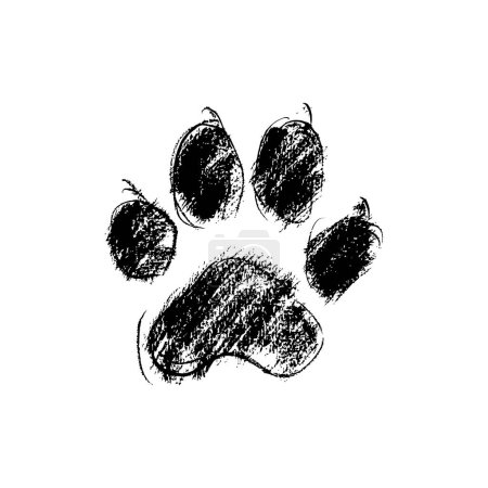 Ilustración de Ink Sketch of a Feline Paw Print (en inglés). Diseño de ilustración vectorial. - Imagen libre de derechos