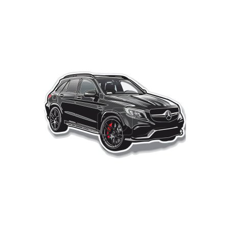 Téléchargez les illustrations : Voiture noire élégante de luxe Mercedes SUV. Illustration vectorielle. - en licence libre de droit