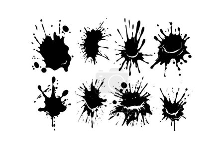 Collection d'effets d'éclaboussure d'encre noire. Illustration vectorielle.