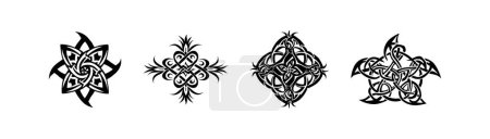 Surtido de patrones detallados de nudo celta negro. Diseño de ilustración vectorial.