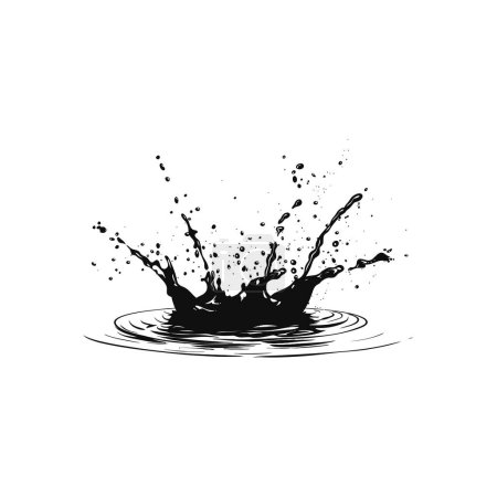 Illustration for Black Ink Splatter with Dynamic Droplets Isolated. Vector illustration design. - Royalty Free Image