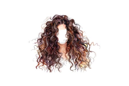Téléchargez les illustrations : Expressive aquarelle portrait des cheveux féminins. Illustration vectorielle. - en licence libre de droit