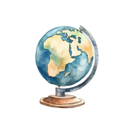 Acuarela Ilustración de Desktop Globe. Diseño de ilustración vectorial.