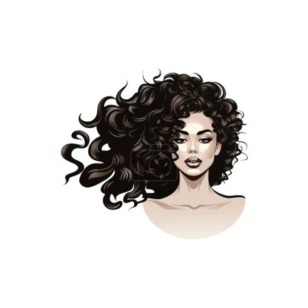 Woman with Luxurious Curls. Vector illustration design.