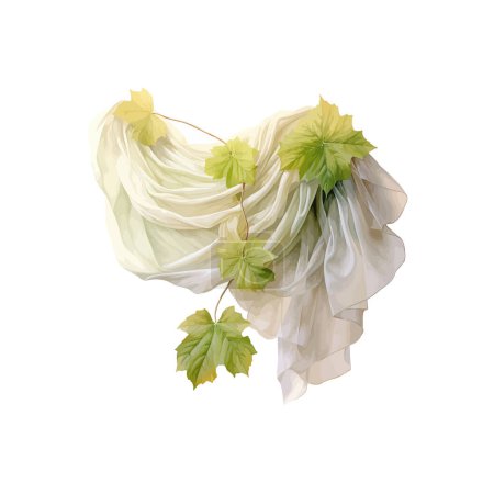 Artistic Watercolor Illustration of Hops and Fabric. Vector illustration design.