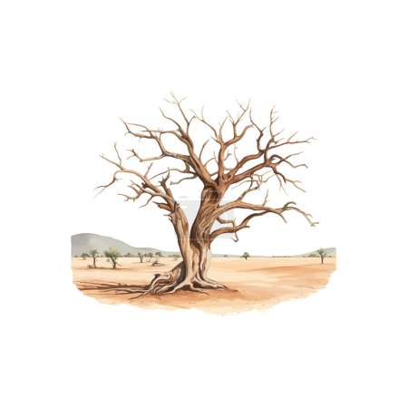 Desert Tree with Twisted Branches. Vector illustration design.