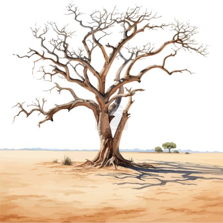 Leafless Desert Tree Digital. Illustration vectorielle.