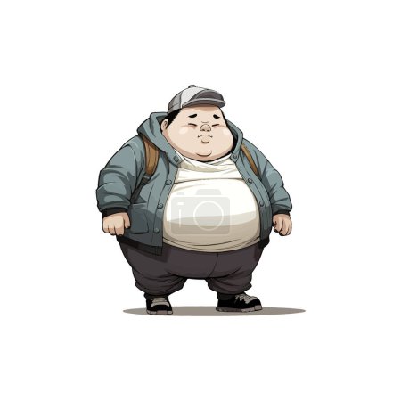 Illustration for Cartoon of a Chubby Man Walking Casually. Vector illustration design. - Royalty Free Image