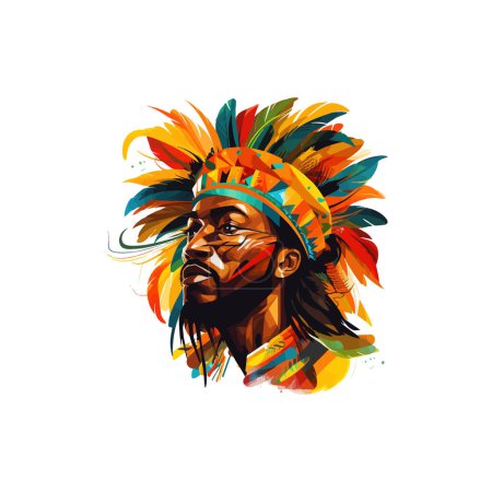 Colorful Native American Chief. Vector illustration design.