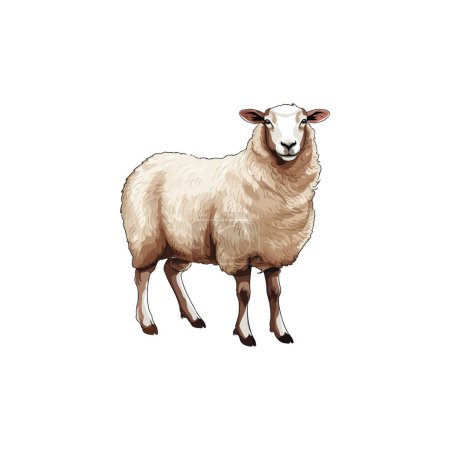 Ilustración realista de ovejas de pie solo. Diseño de ilustración vectorial.