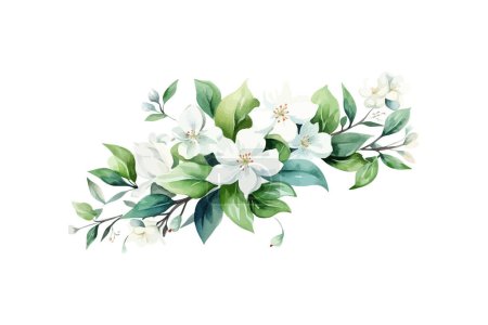 Elegant White Floral Watercolor Arrangement. Vector illustration design.