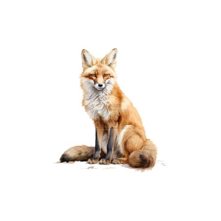 Realistic Fox in a Sitting Pose. Vector illustration design.