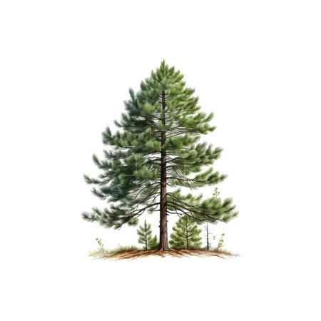Téléchargez les illustrations : Aquarelle Art de pins dans un cadre naturel. Illustration vectorielle. - en licence libre de droit