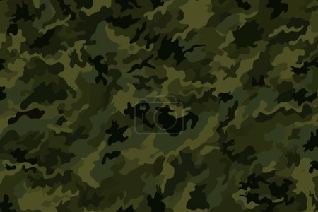 Modèle de camouflage moderne sans couture dans des tons vert foncé. Illustration vectorielle.