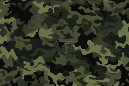 Modèle de camouflage vert multi-nuances classique. Illustration vectorielle.