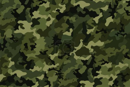 Seamless Traditional Camouflage Design in Varied Green Shades. Vector illustration design.