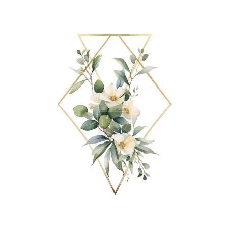 Elegant Floral Arrangement in Geometric Frame. Vector illustration design.