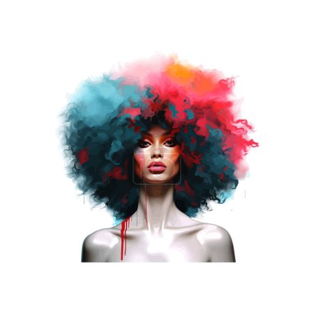 Illustration for Artistic Illustration of Woman with Colorful Afro. Vector illustration design. - Royalty Free Image