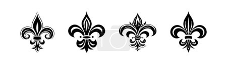 Black Fleur-de-Lis Vector Icons Collection. Vektor-Illustrationsdesign.