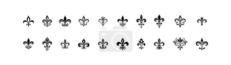 Amplia colección de iconos Fleur-de-Lis en negro. Diseño de ilustración vectorial.
