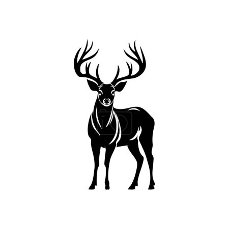Silueta negra de un ciervo majestuoso. Diseño de ilustración vectorial.