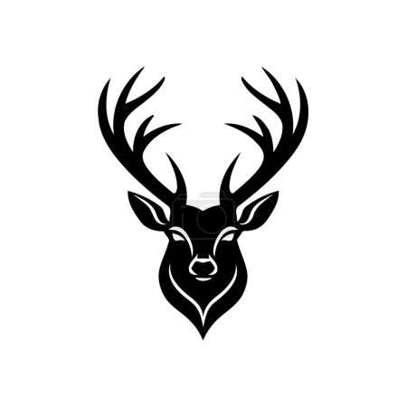 Stylized Black Deer Head with Antlers. Vector illustration design.