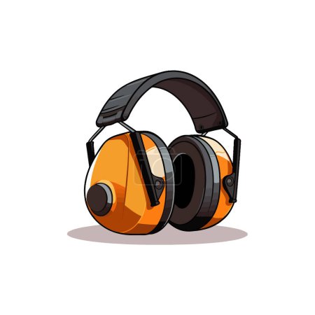 Orange and Black Cartoon Style Headphones. Vector illustration design.