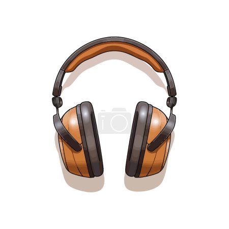 Stylish Brown and Black Headphones. Vector illustration design.