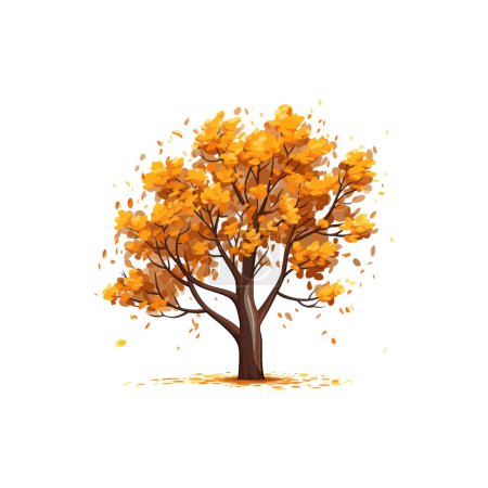Ilustración de Árbol de otoño radiante con exuberante follaje dorado. Diseño de ilustración vectorial. - Imagen libre de derechos