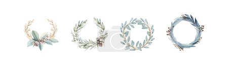 Elegant Watercolor Wreaths in Natural Earthy Tones. Vector illustration design.