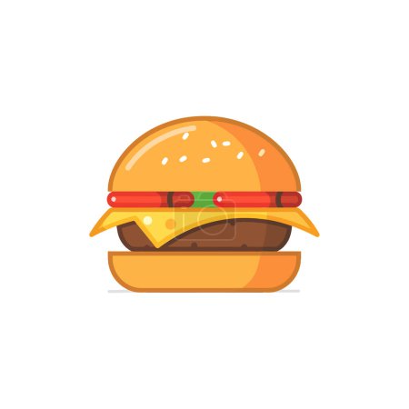 Cheeseburger classique avec garnitures fraîches. Illustration vectorielle.