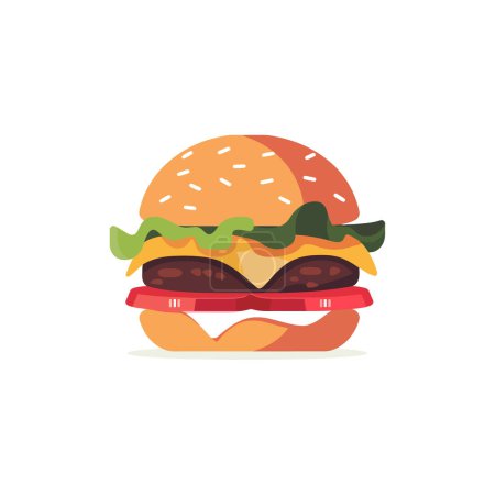Double Patty Cheeseburger with Fresh Toppings. Vector illustration desig