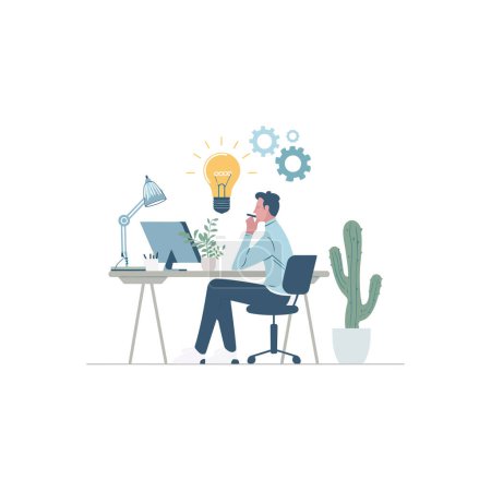 Creative Professional with Idea at Modern Workspace. Vector illustration design.