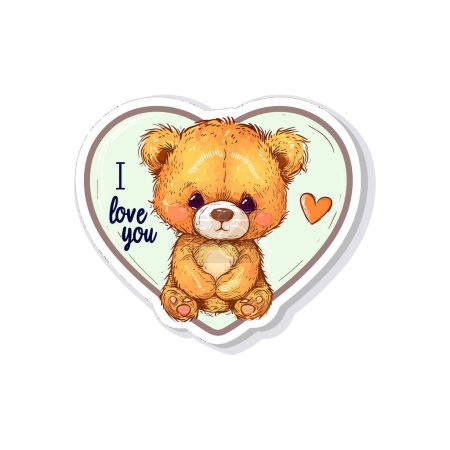Entzückender Teddybär mit "I Love You" -Botschaft. Vektor-Illustrationsdesign.