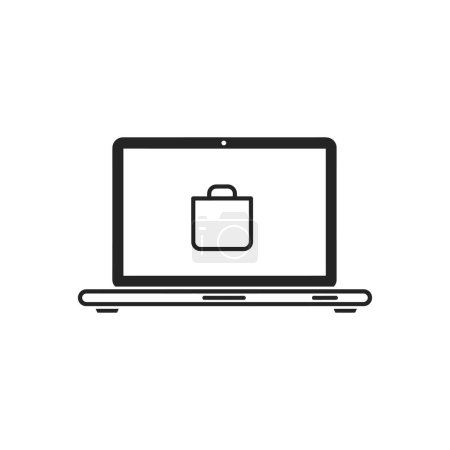 Laptop Displaying Professional Briefcase Icon. Vector illustration design.