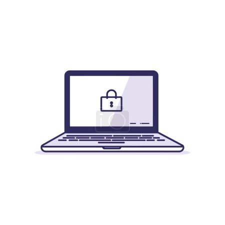 Laptop with Secure Lock Icon on Screen. Vector illustration design.