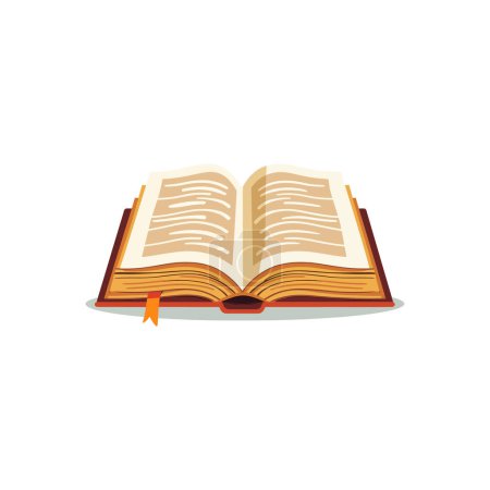Klassisches offenes Buch mit orangenem Lesezeichen. Vektor-Illustrationsdesign.