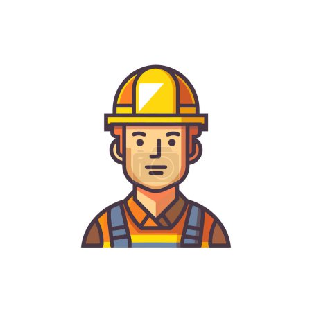 Ilustración de Icono de trabajador de la construcción en equipo de seguridad. Diseño de ilustración vectorial. - Imagen libre de derechos