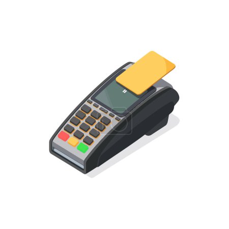 Modern Contactless Payment Terminal with Card. Vector illustration design.