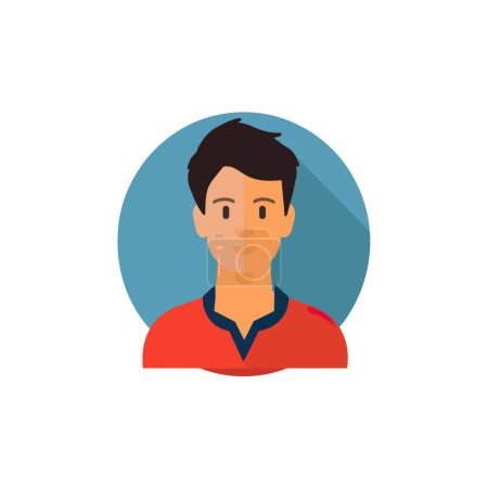 Friendly Young Man in Red Collared Shirt. Vector illustration design.