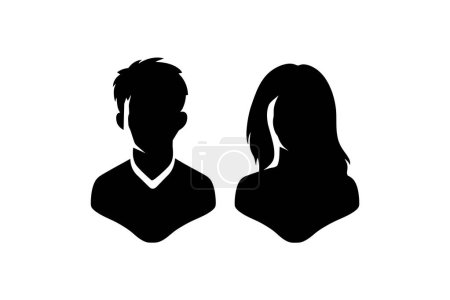 Profil de silhouette d'un homme et d'une femme. Illustration vectorielle.