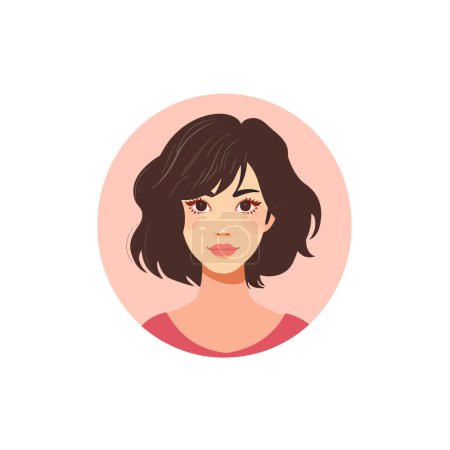 Retrato de mujer joven con pelo corto. Diseño de ilustración vectorial.